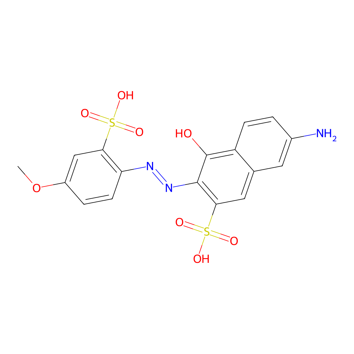 2-Naphthalenesulfonic acid, 7-amino-4-hydroxy-3-[2-(4-methoxy-2-sulfophenyl)diazenyl]- molecular structure, CAS 16452-06-5