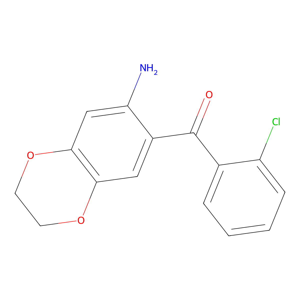 (7-Amino-2,3-dihydro-1,4-benzodioxin-6-yl)(2-chlorophenyl)methanone molecular structure, CAS 164526-16-3