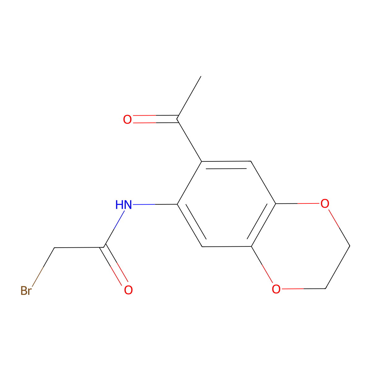 N-(7-acetyl-2,3-dihydro-1,4-benzodioxin-6-yl)-2-bromoacetamide molecular structure, CAS 164526-18-5
