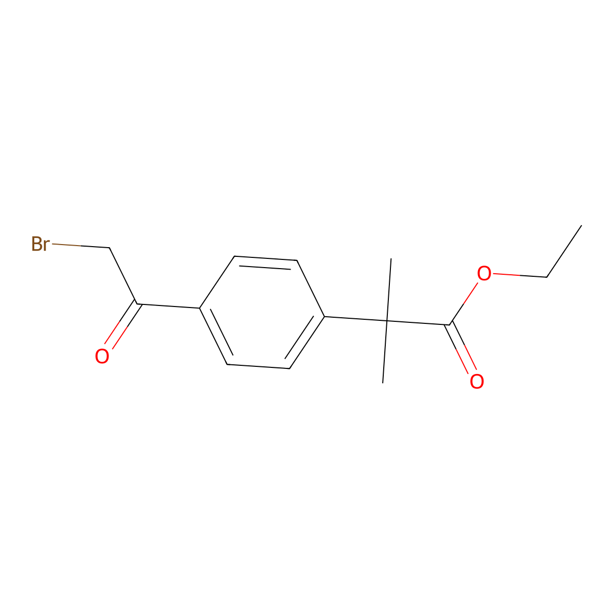Ethyl 2-(4-(2-bromoacetyl)phenyl)-2-methylpropanoate molecular structure, CAS 1645268-51-4