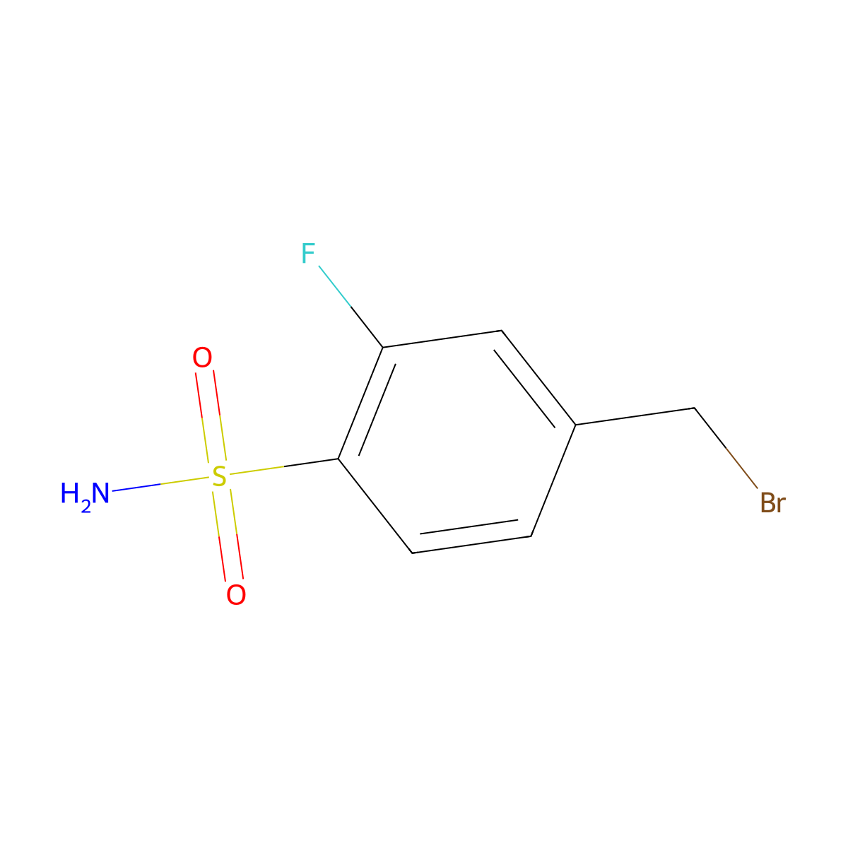 4-(Bromomethyl)-2-fluorobenzenesulphonamide molecular structure, CAS 1645275-47-3