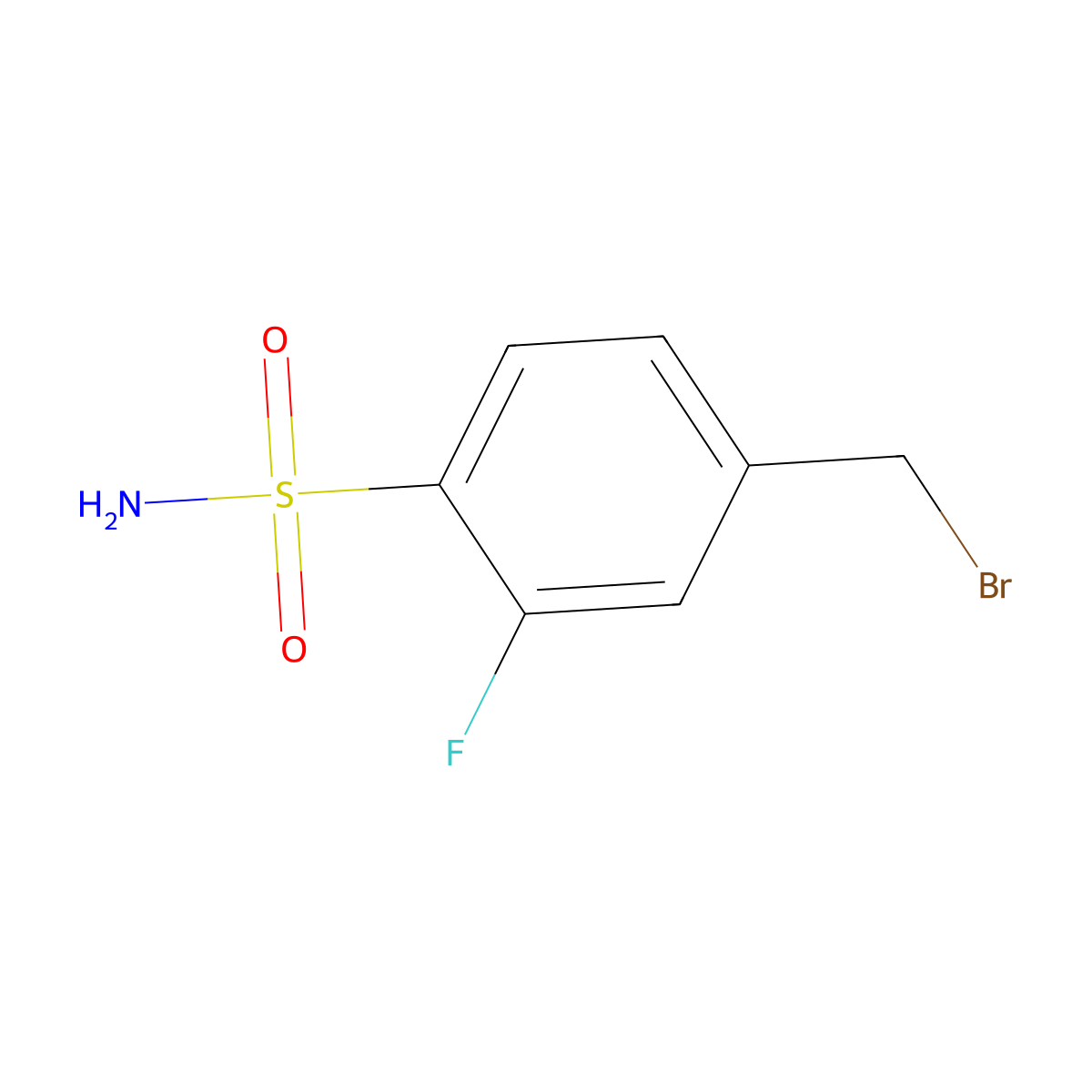 4-(Bromomethyl)-2-fluorobenzenesulphonamide molecular structure, CAS 1645275-47-3