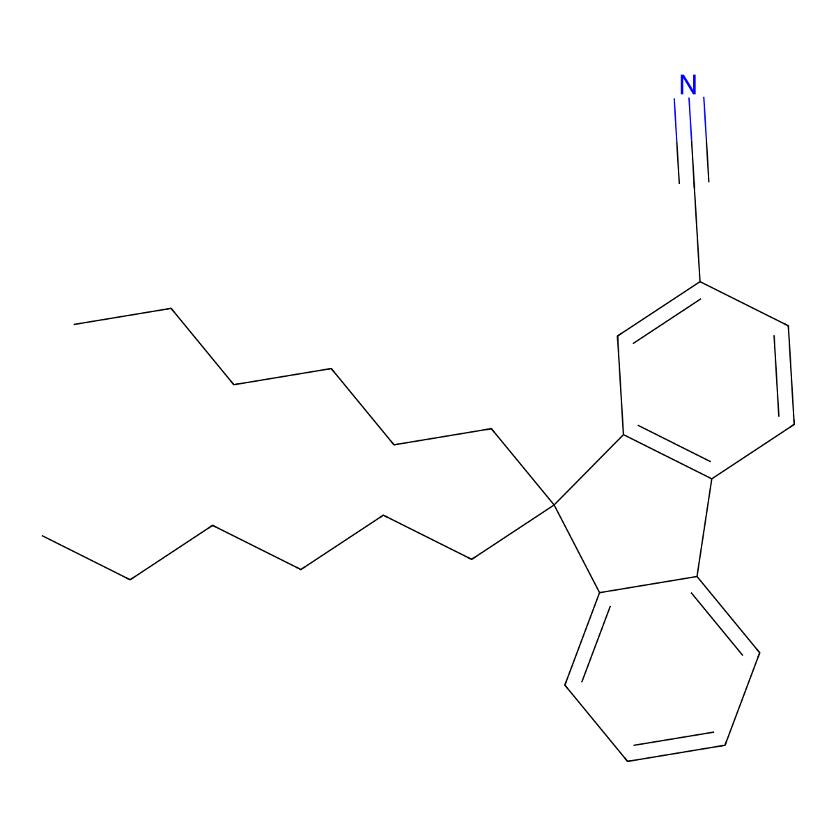 9,9-Dihexyl-9H-fluorene-2-carbonitrile molecular structure, CAS 1645301-44-5