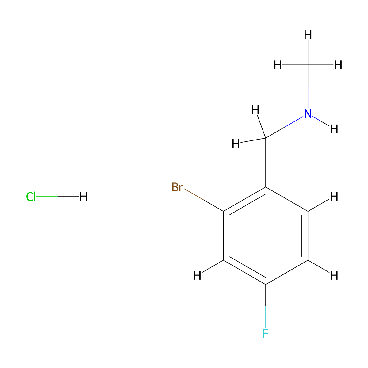 [(2-Bromo-4-fluorophenyl)methyl](methyl)amine hydrochloride molecular structure, CAS 1645350-32-8