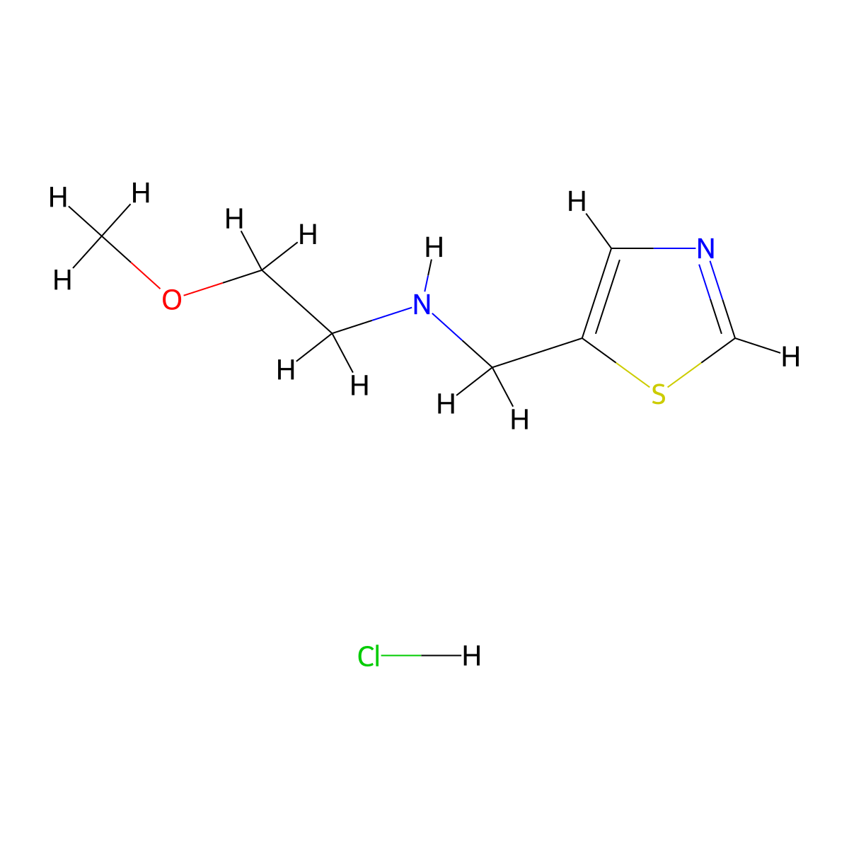(2-Methoxyethyl)(1,3-thiazol-5-ylmethyl)amine hydrochloride molecular structure, CAS 1645351-22-9