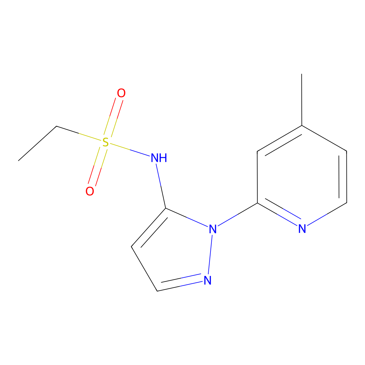 N-[1-(4-methylpyridin-2-yl)-1H-pyrazol-5-yl]ethane-1-sulfonamide molecular structure, CAS 1645373-34-7