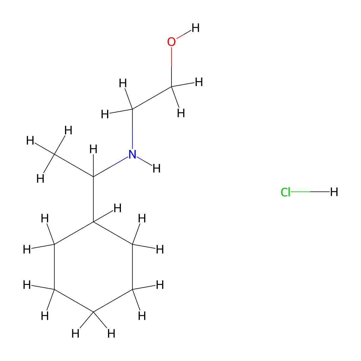 2-[(1-Cyclohexylethyl)amino]ethan-1-ol hydrochloride molecular structure, CAS 1645374-39-5