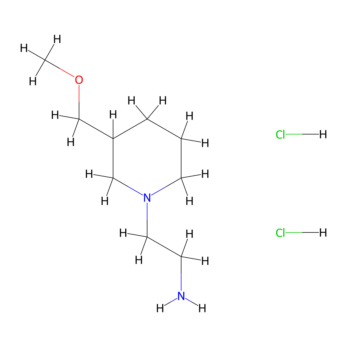 2-[3-(Methoxymethyl)piperidin-1-yl]ethan-1-amine dihydrochloride molecular structure, CAS 1645384-02-6