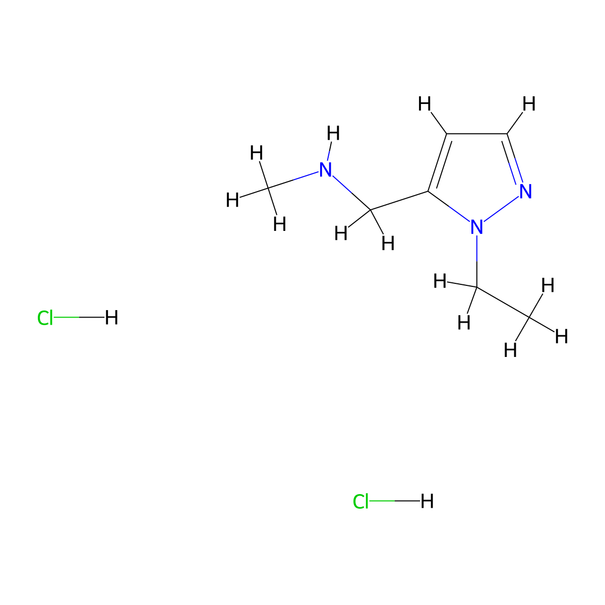 [(1-ethyl-1H-pyrazol-5-yl)methyl](methyl)amine dihydrochloride molecular structure, CAS 1645405-95-3