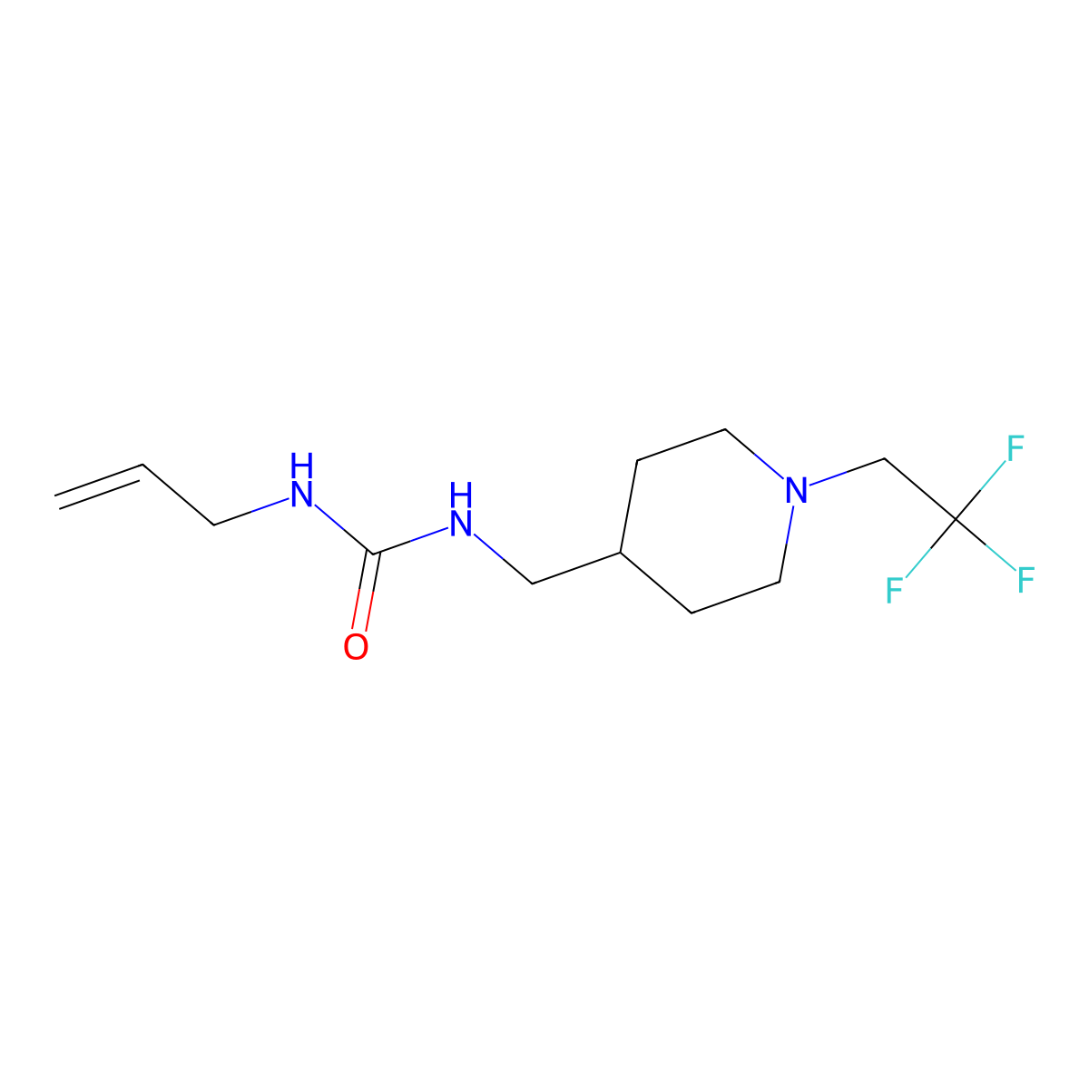 1-Prop-2-enyl-3-[[1-(2,2,2-trifluoroethyl)piperidin-4-yl]methyl]urea molecular structure, CAS 1645409-56-8