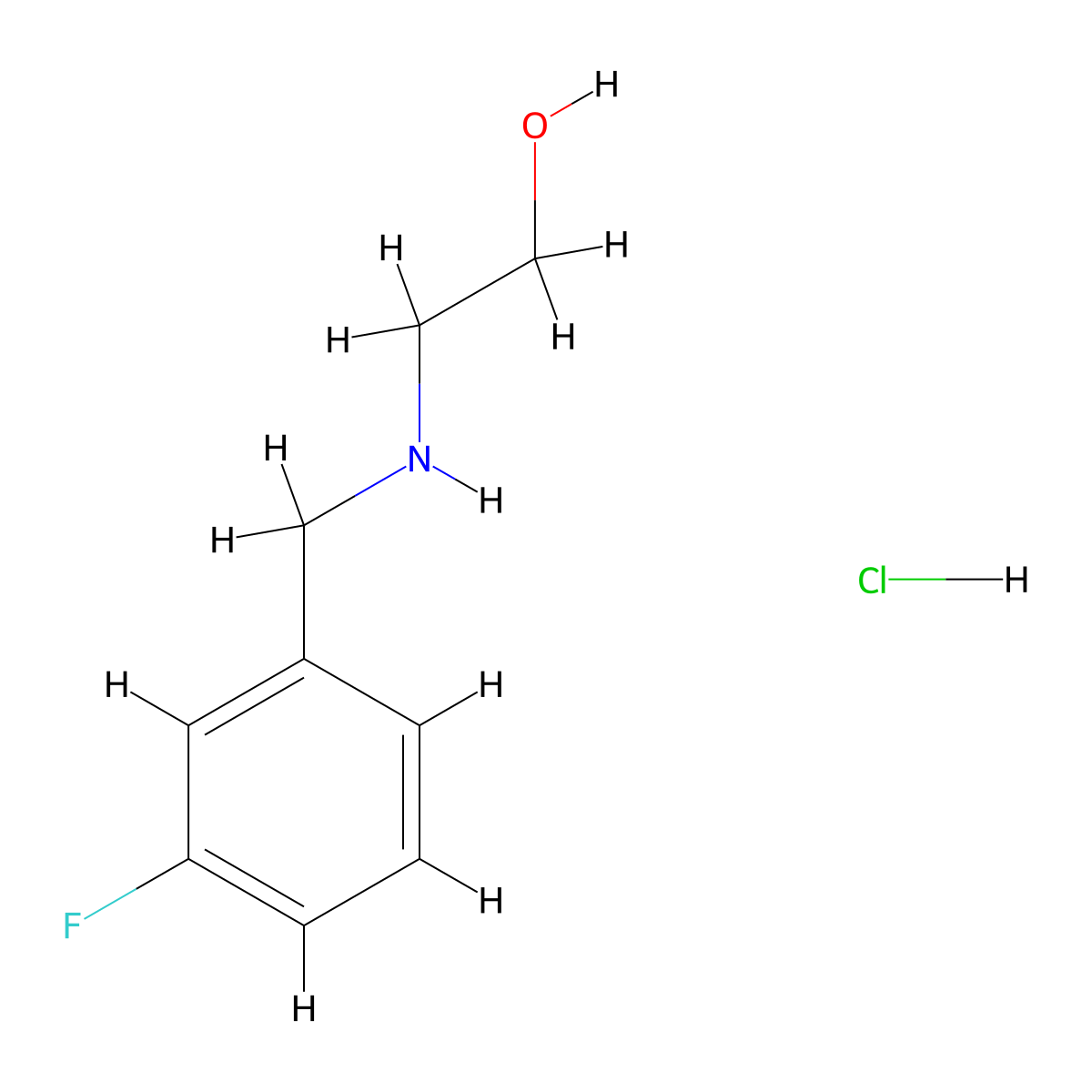 2-(((3-Fluorophenyl)methyl)amino)ethan-1-ol hydrochloride molecular structure, CAS 1645414-85-2