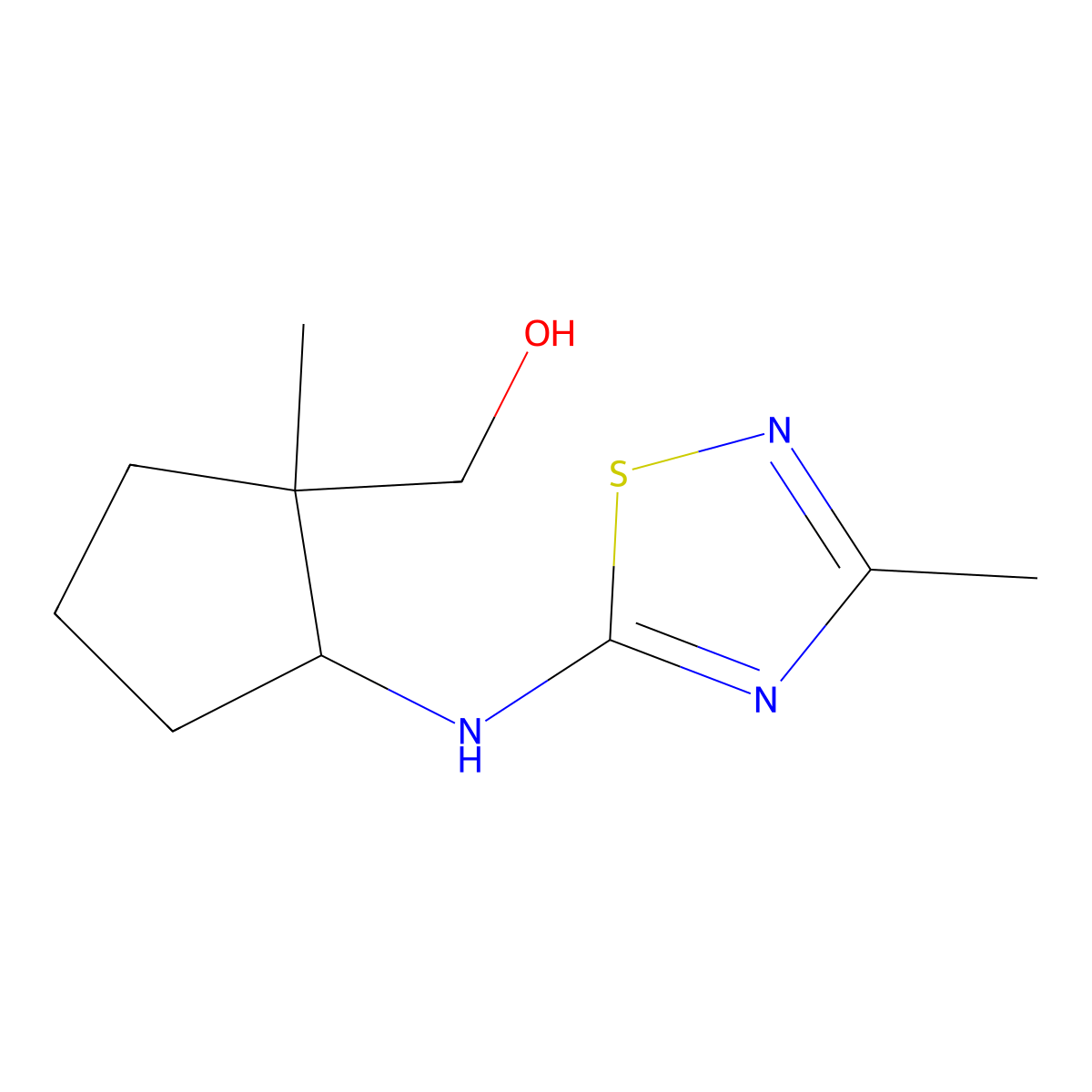 {1-Methyl-2-[(3-methyl-1,2,4-thiadiazol-5-YL)amino]cyclopentyl}methanol molecular structure, CAS 1645431-35-1