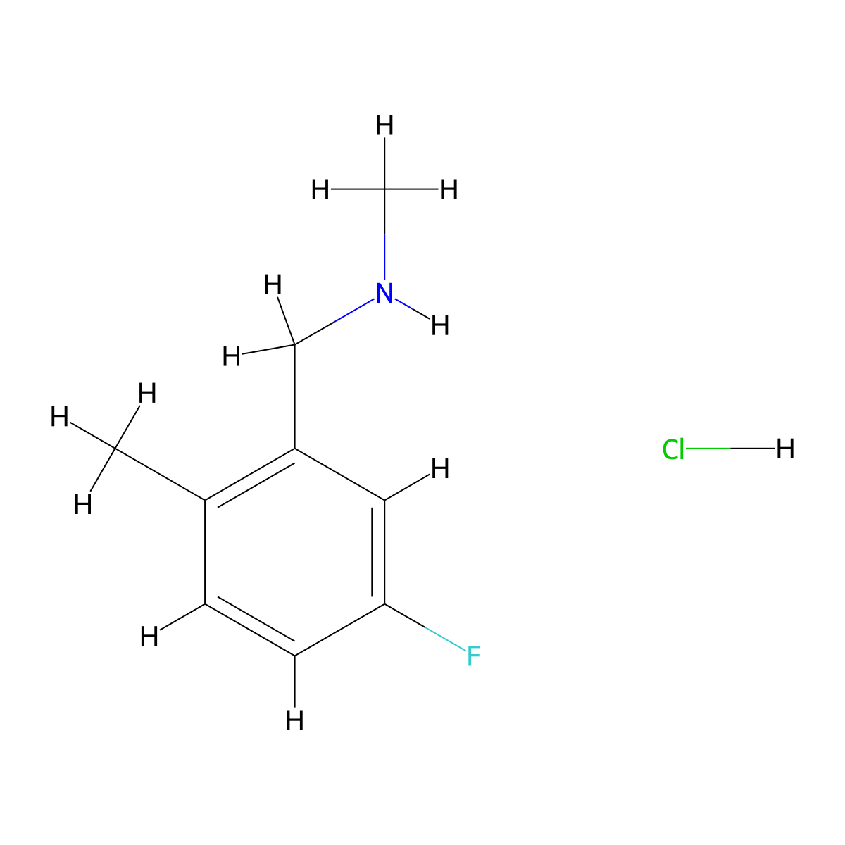 [(5-Fluoro-2-methylphenyl)methyl](methyl)amine hydrochloride molecular structure, CAS 1645442-27-8