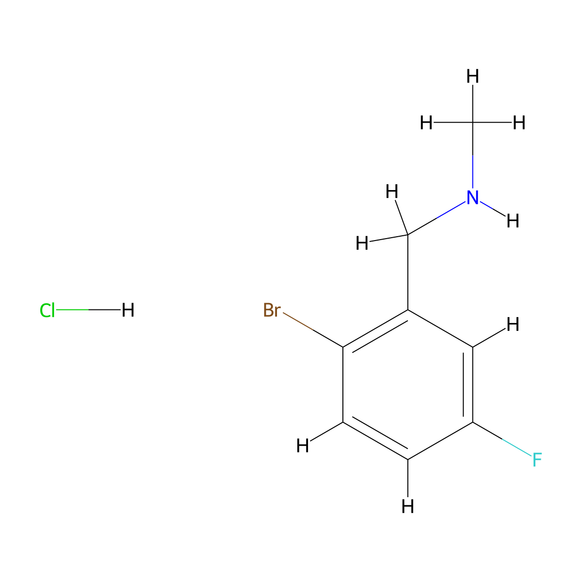 [(2-Bromo-5-fluorophenyl)methyl](methyl)amine hydrochloride molecular structure, CAS 1645529-42-5
