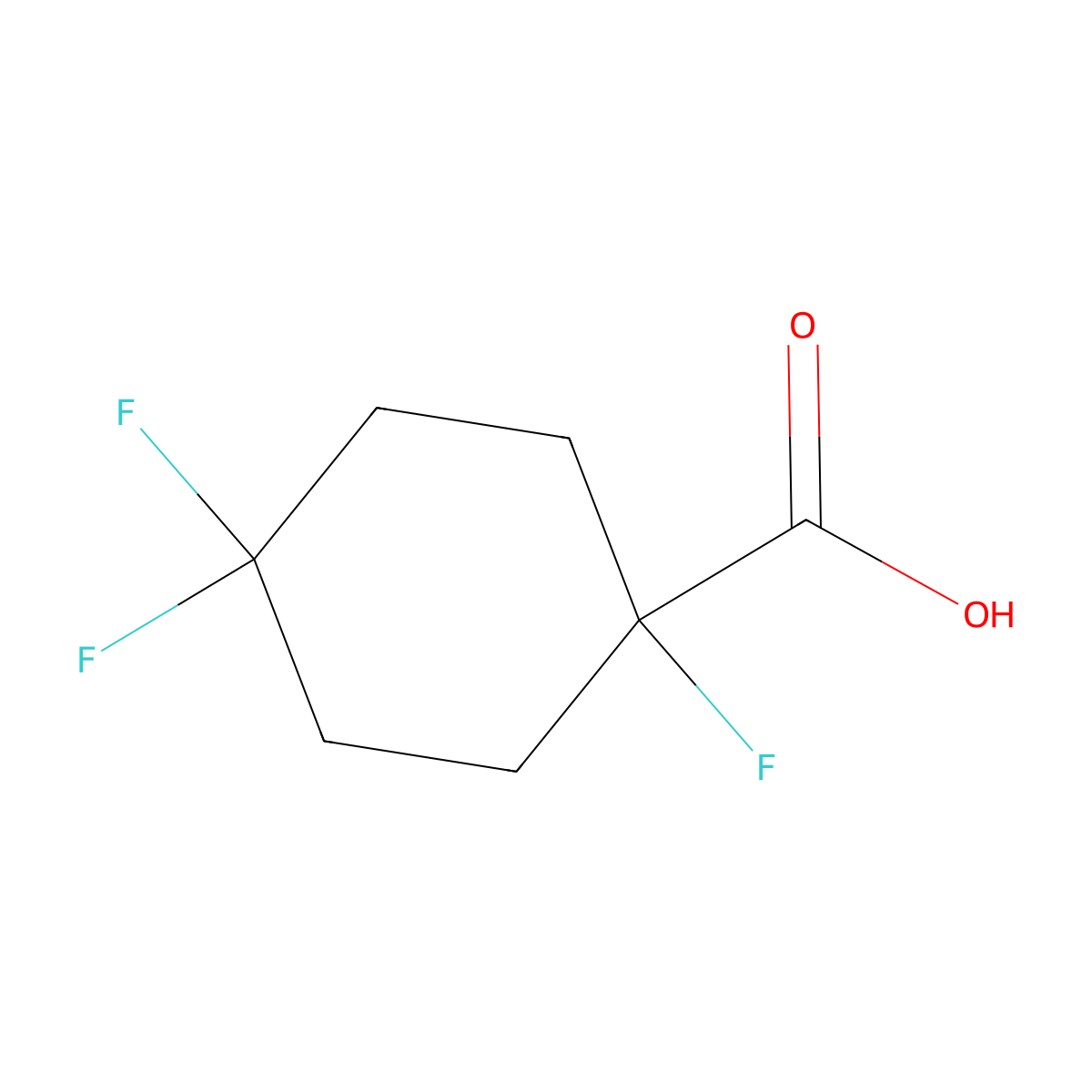 1,4,4-Trifluorocyclohexane-1-carboxylic acid molecular structure, CAS 1645565-22-5