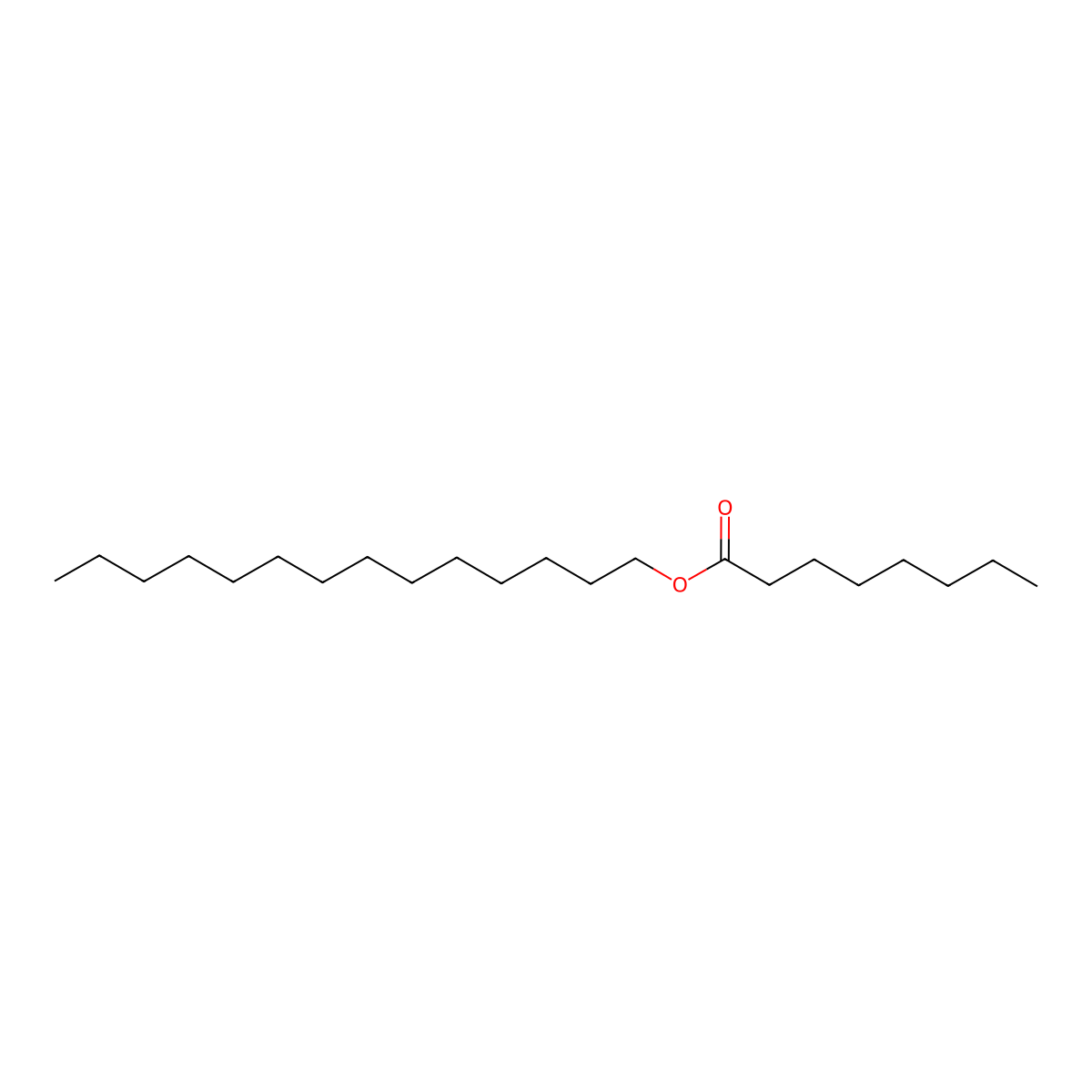 Myristyl caprylate molecular structure, CAS 16456-36-3