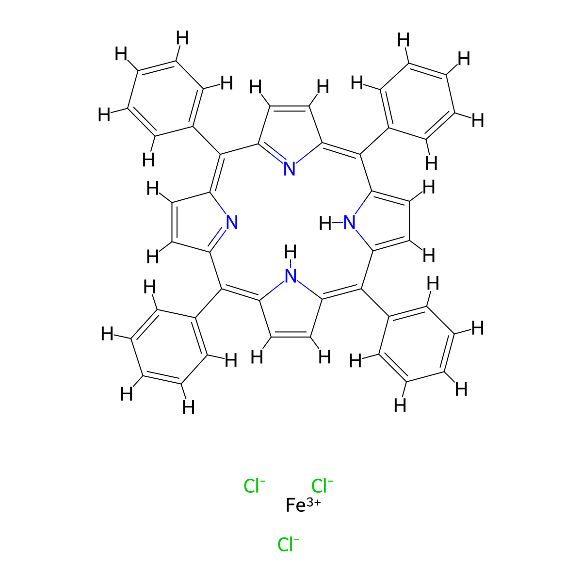 Iron(III) meso-tetraphenylporphine chloride molecular structure, CAS 16456-81-8
