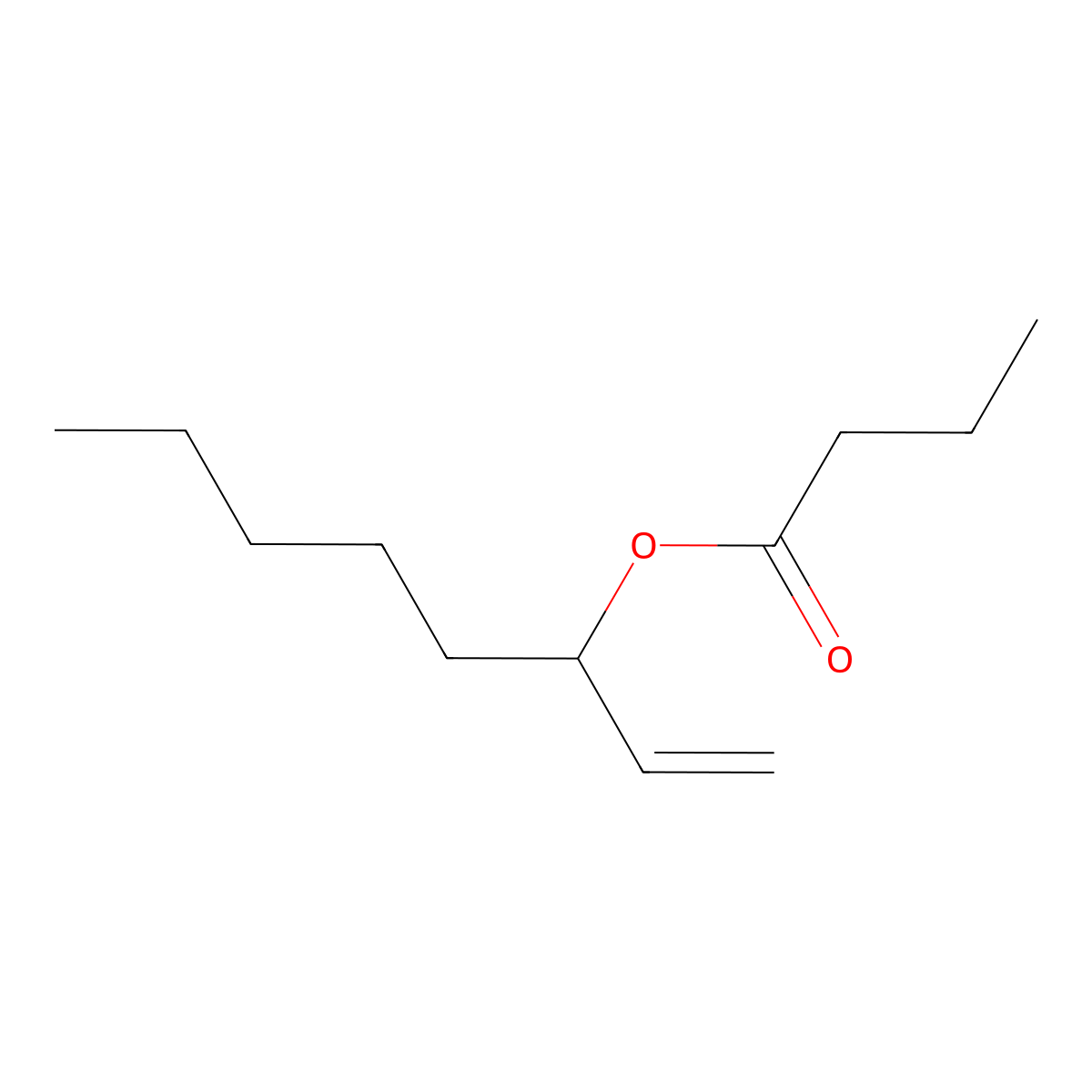 1-Octen-3-yl butyrate molecular structure, CAS 164578-37-4