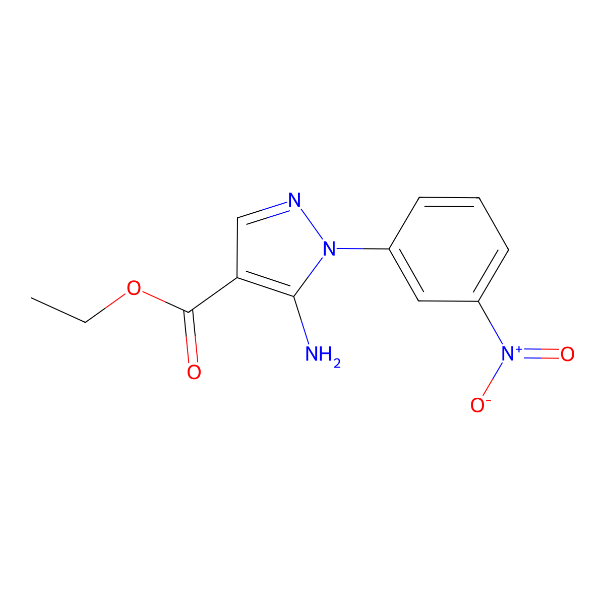 Ethyl 5-amino-1-(3-nitrophenyl)pyrazole-4-carboxylate molecular structure, CAS 16459-34-0