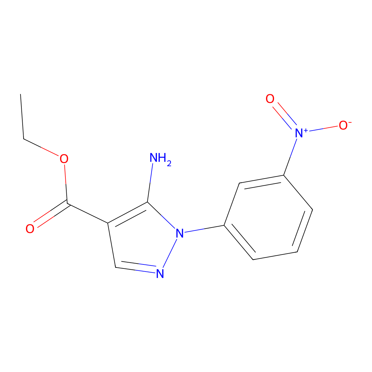 Ethyl 5-amino-1-(3-nitrophenyl)pyrazole-4-carboxylate molecular structure, CAS 16459-34-0