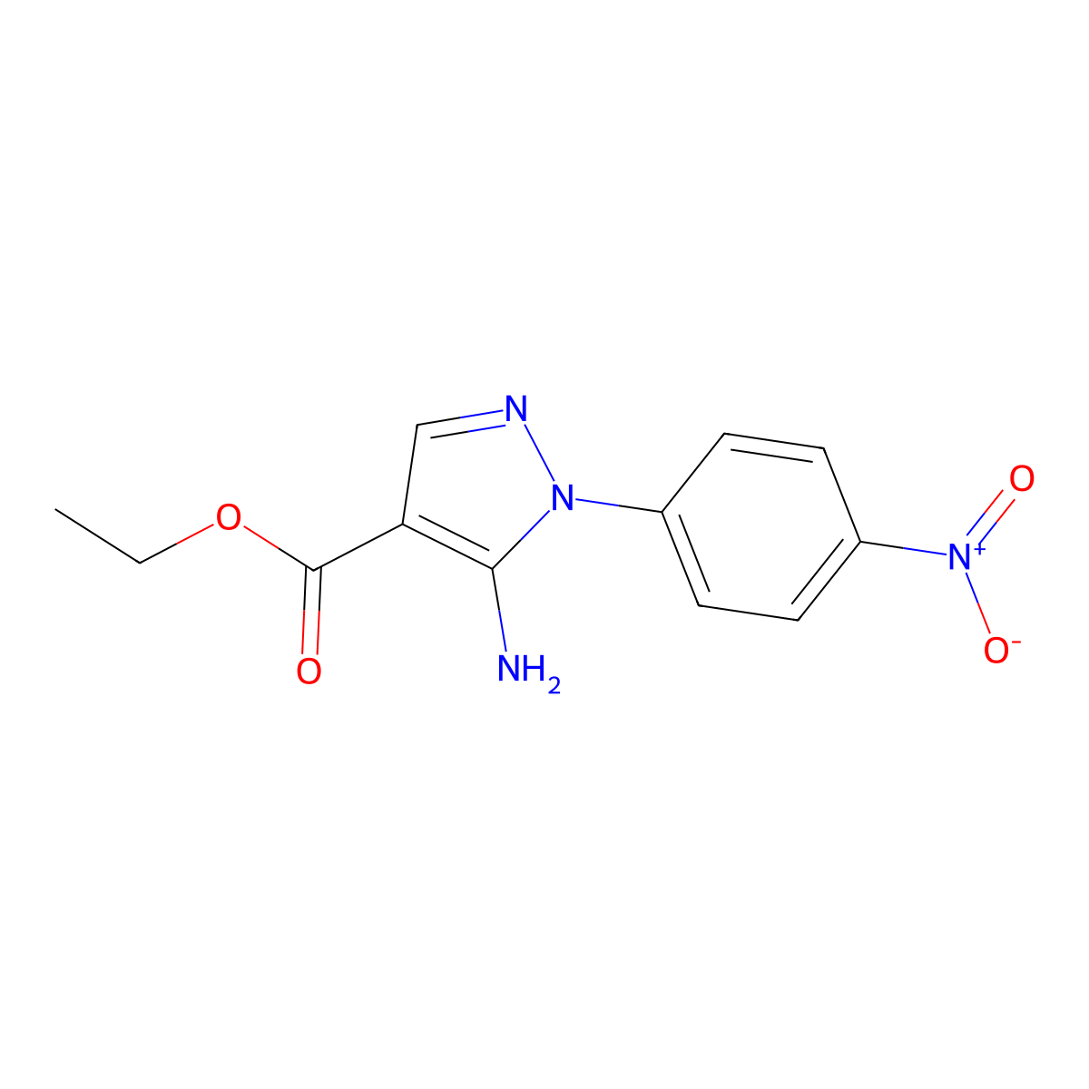 ethyl 5-amino-1-(4-nitrophenyl)-1H-pyrazole-4-carboxylate molecular structure, CAS 16459-35-1