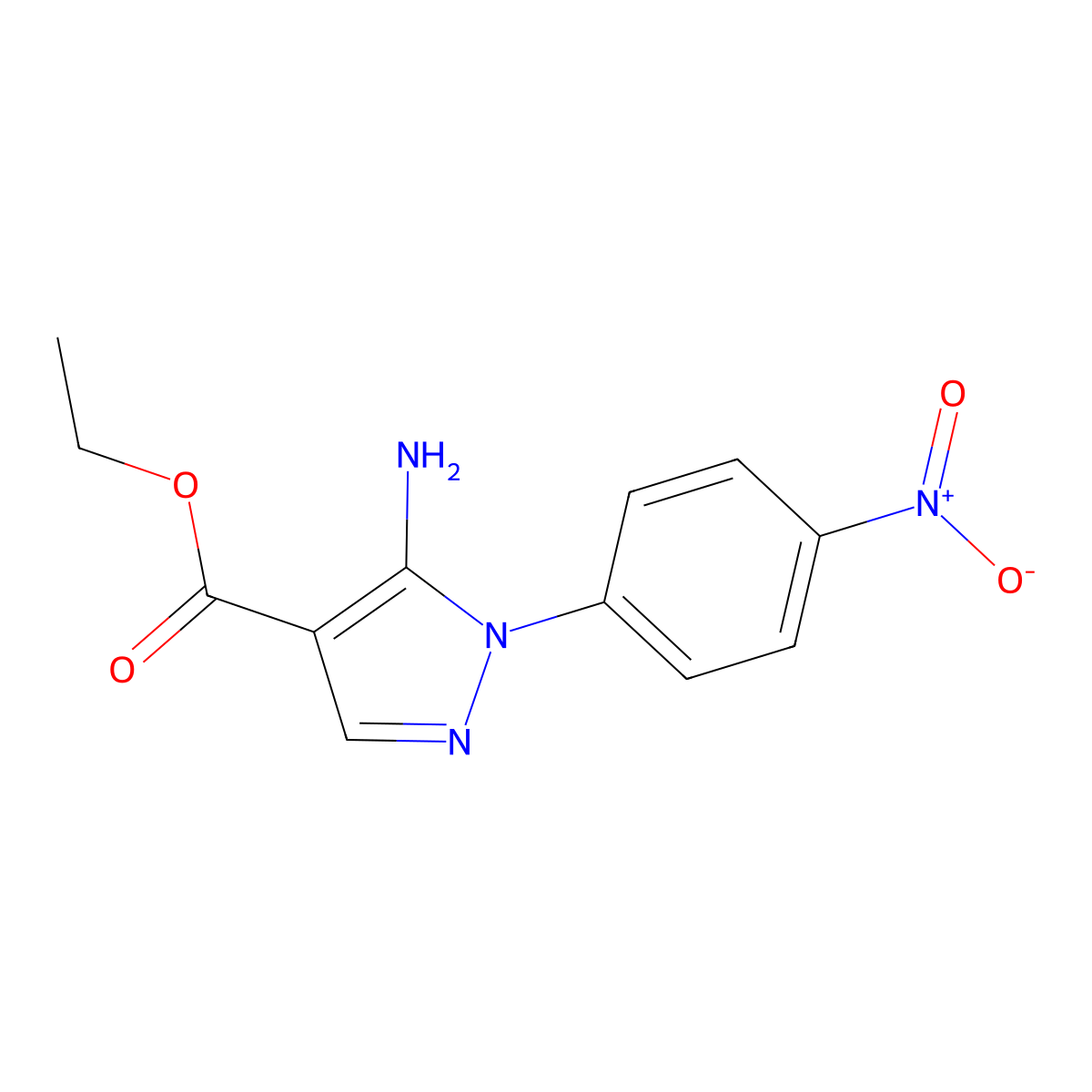 ethyl 5-amino-1-(4-nitrophenyl)-1H-pyrazole-4-carboxylate molecular structure, CAS 16459-35-1