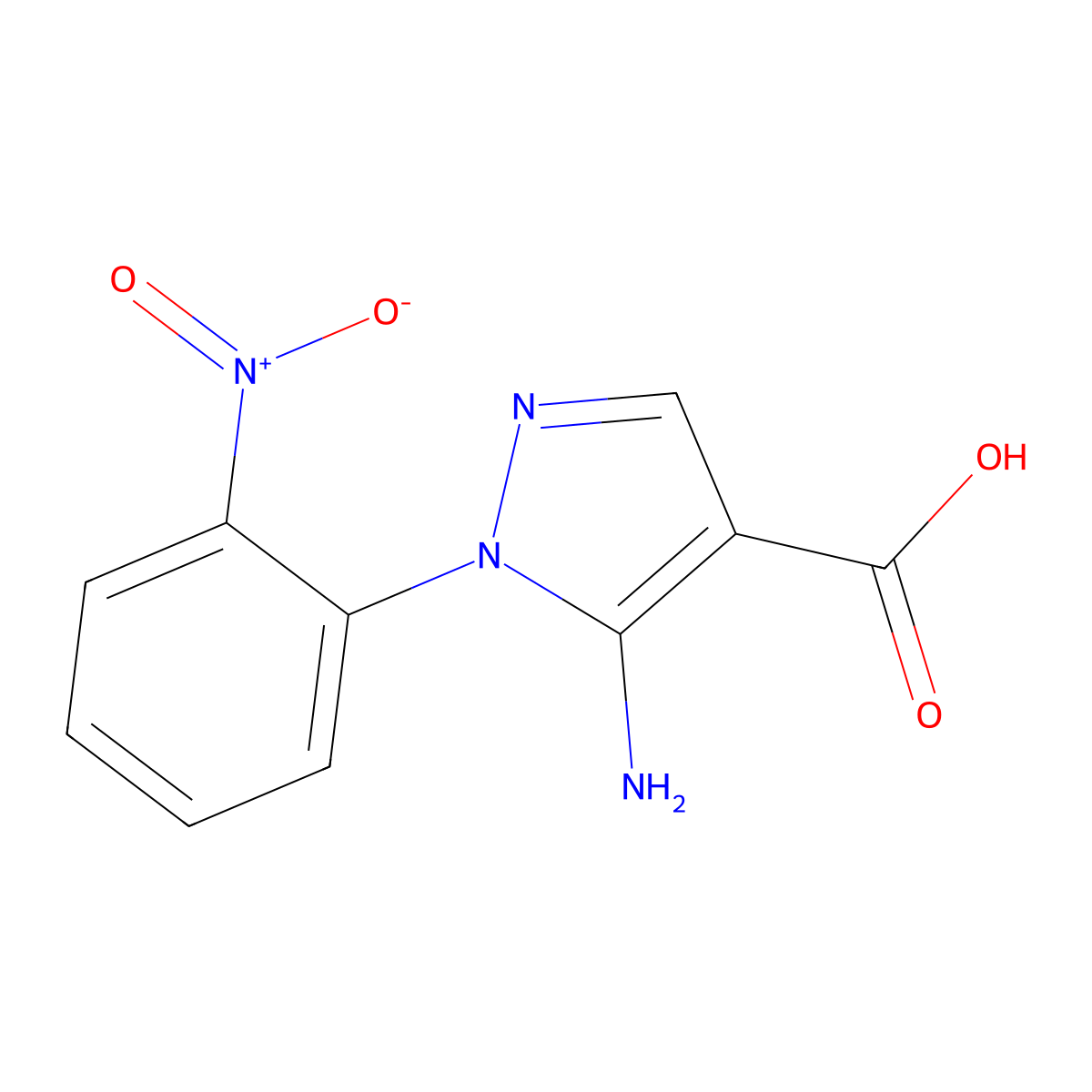 5-Amino-1-(2-nitrophenyl)-1H-pyrazole-4-carboxylic acid molecular structure, CAS 16459-36-2