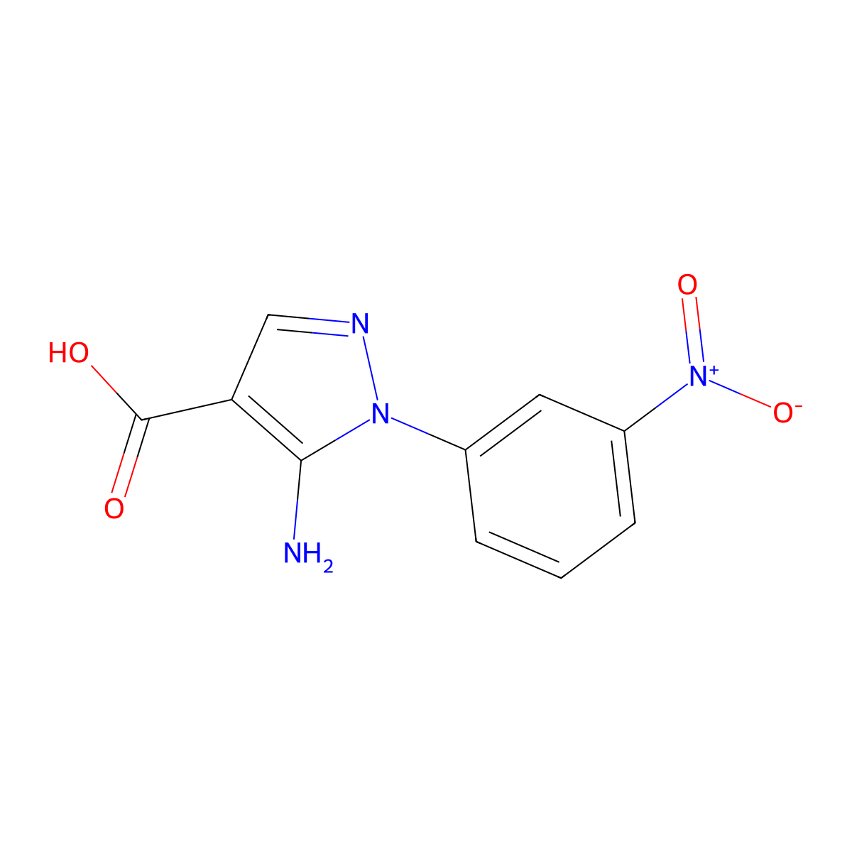 5-Amino-1-(3-nitrophenyl)-1H-pyrazole-4-carboxylic acid molecular structure, CAS 16459-37-3