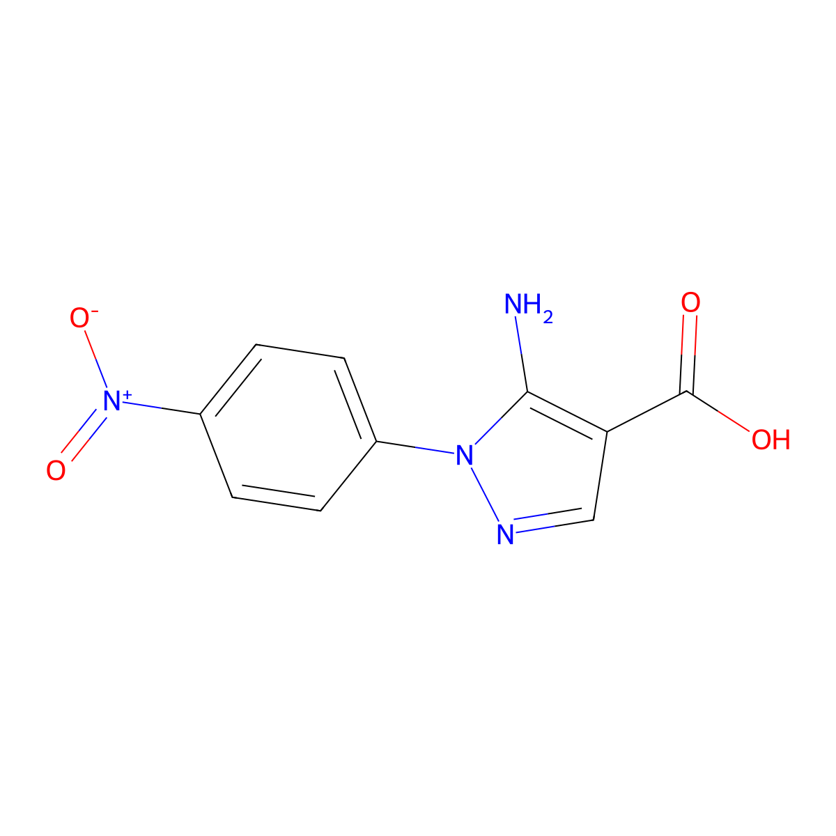 5-amino-1-(4-nitrophenyl)-1H-pyrazole-4-carboxylic acid molecular structure, CAS 16459-38-4