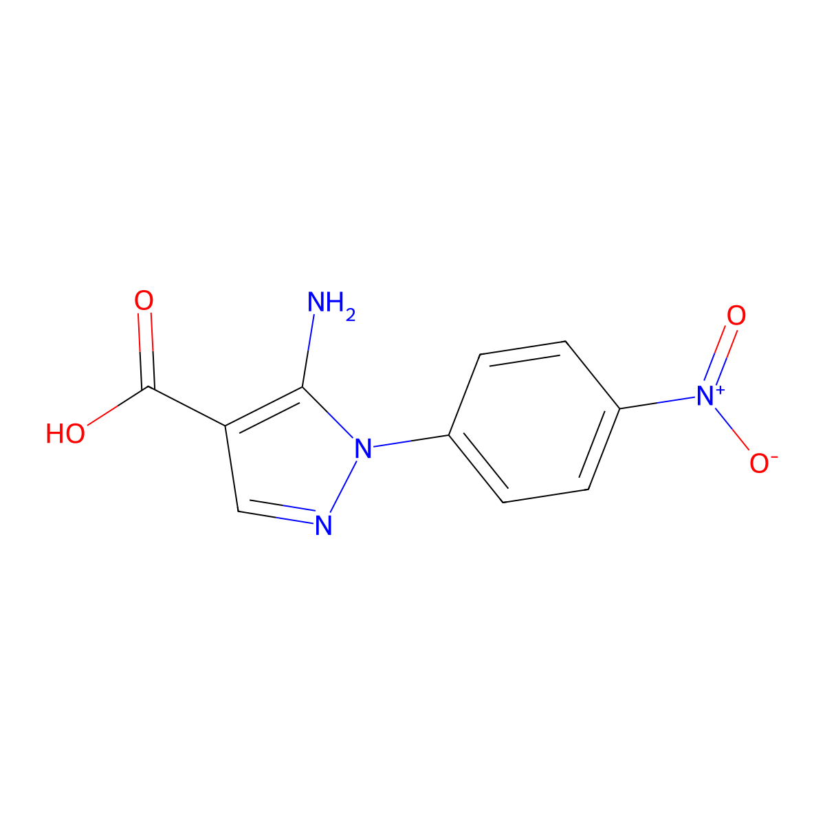 5-amino-1-(4-nitrophenyl)-1H-pyrazole-4-carboxylic acid molecular structure, CAS 16459-38-4