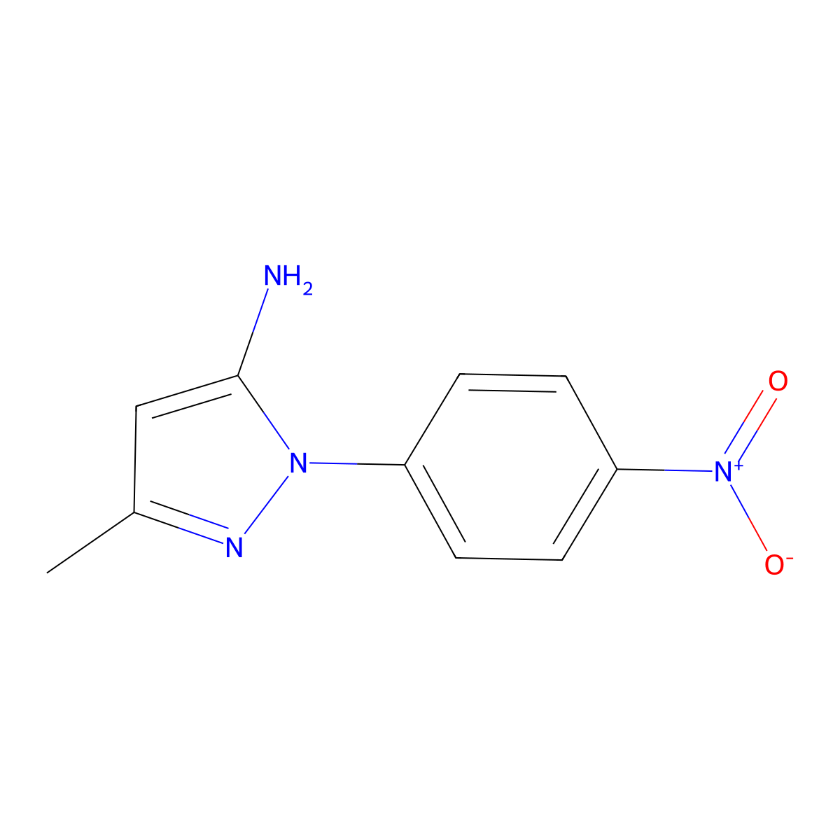 3-Methyl-1-(4-nitrophenyl)-1H-pyrazol-5-amine molecular structure, CAS 16459-47-5