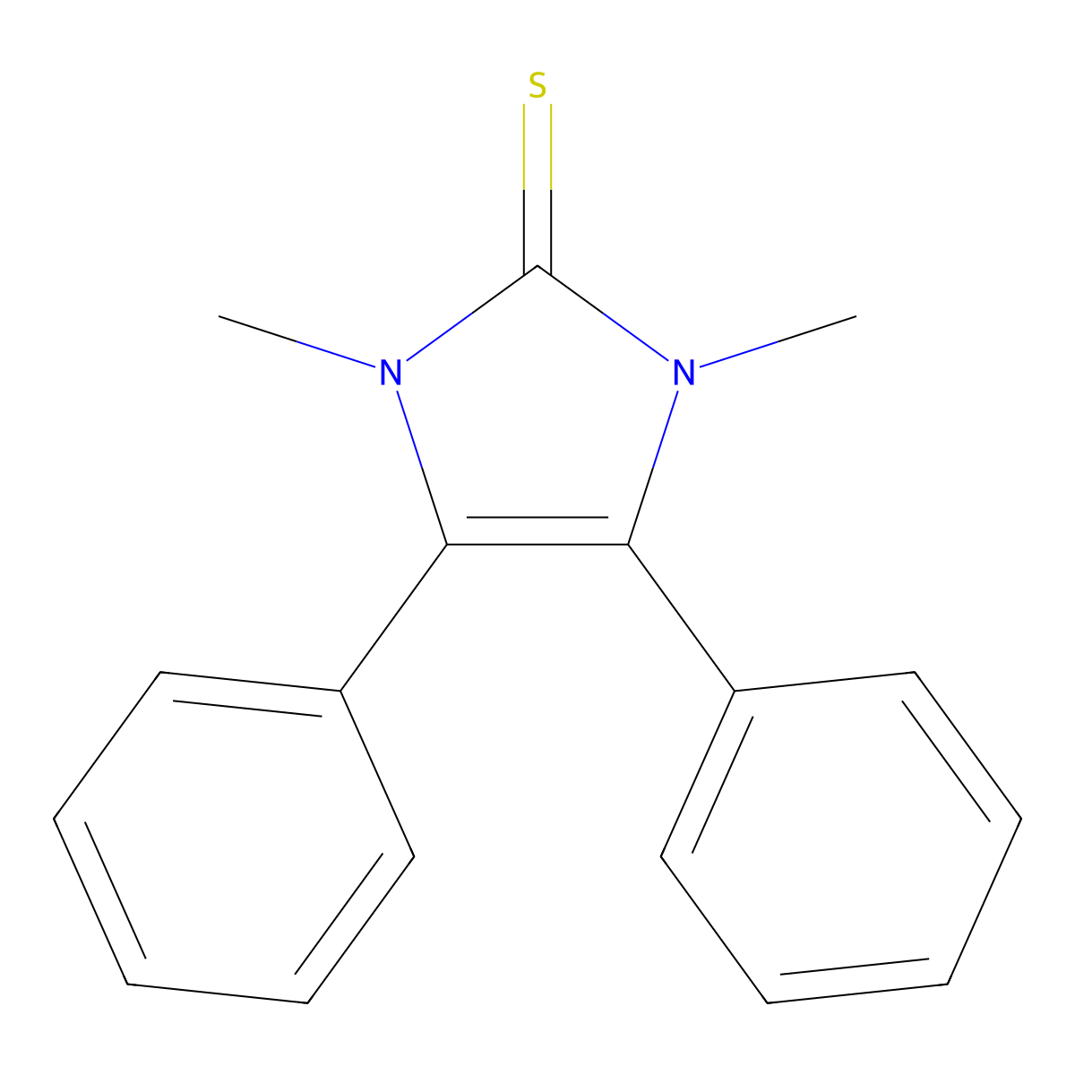 1,3-dimethyl-4,5-diphenyl-1,3-dihydro-2H-imidazole-2-thione molecular structure, CAS 16459-85-1