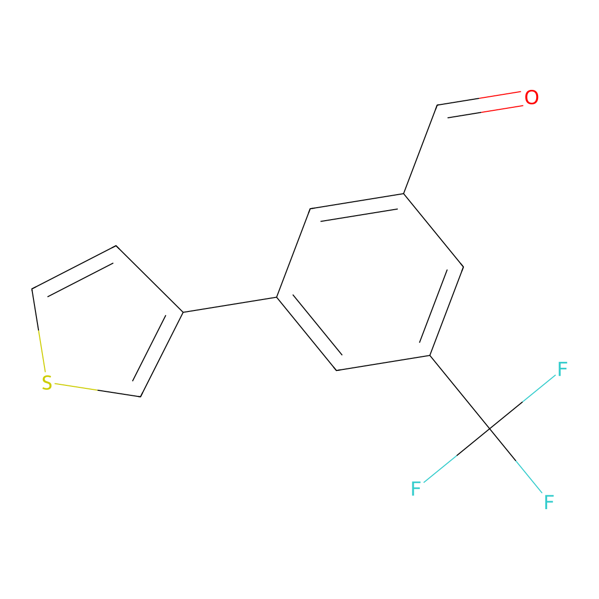 3-Thiophen-3-yl-5-trifluoromethyl-benzaldehyde molecular structure, CAS 1645945-56-7