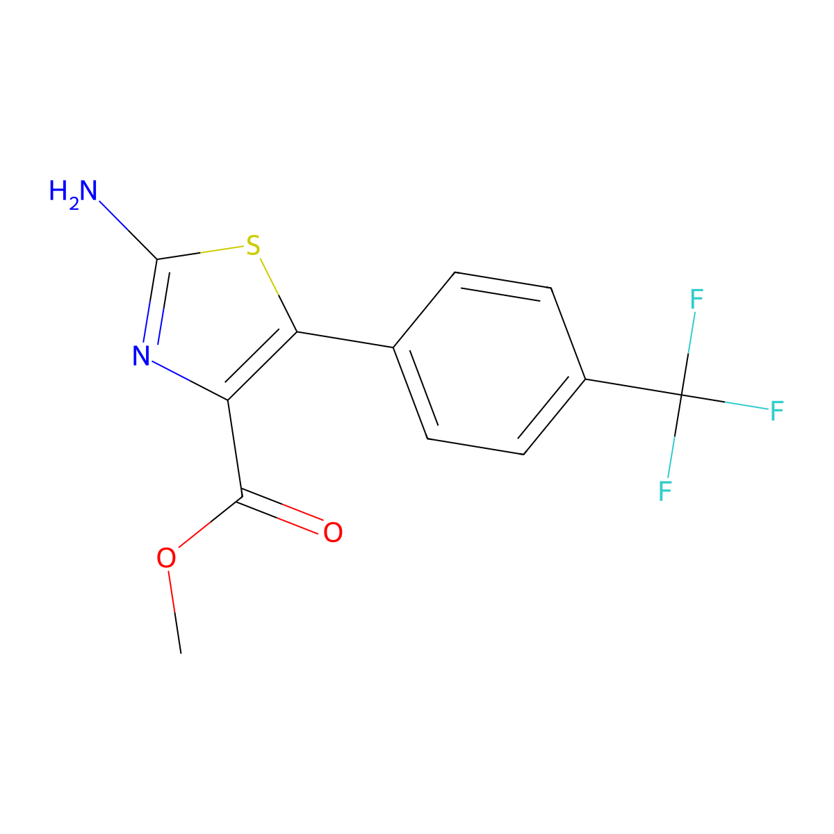 2-Amino-5-[4-(trifluoromethyl)-phenyl]-thiazole-4-carboxylic acid methyl ester molecular structure, CAS 1645947-56-3