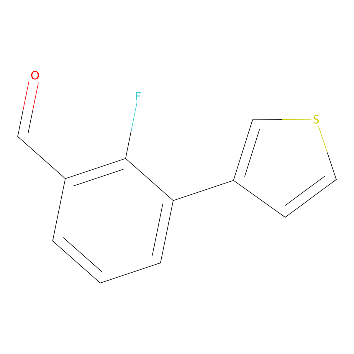 2-Fluoro-3-(thiophen-3-yl)benzaldehyde molecular structure, CAS 1645949-44-5