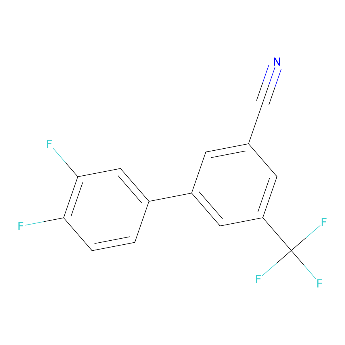 3',4'-Difluoro-5-(trifluoromethyl)-[1,1'-biphenyl]-3-carbonitrile molecular structure, CAS 1645949-76-3