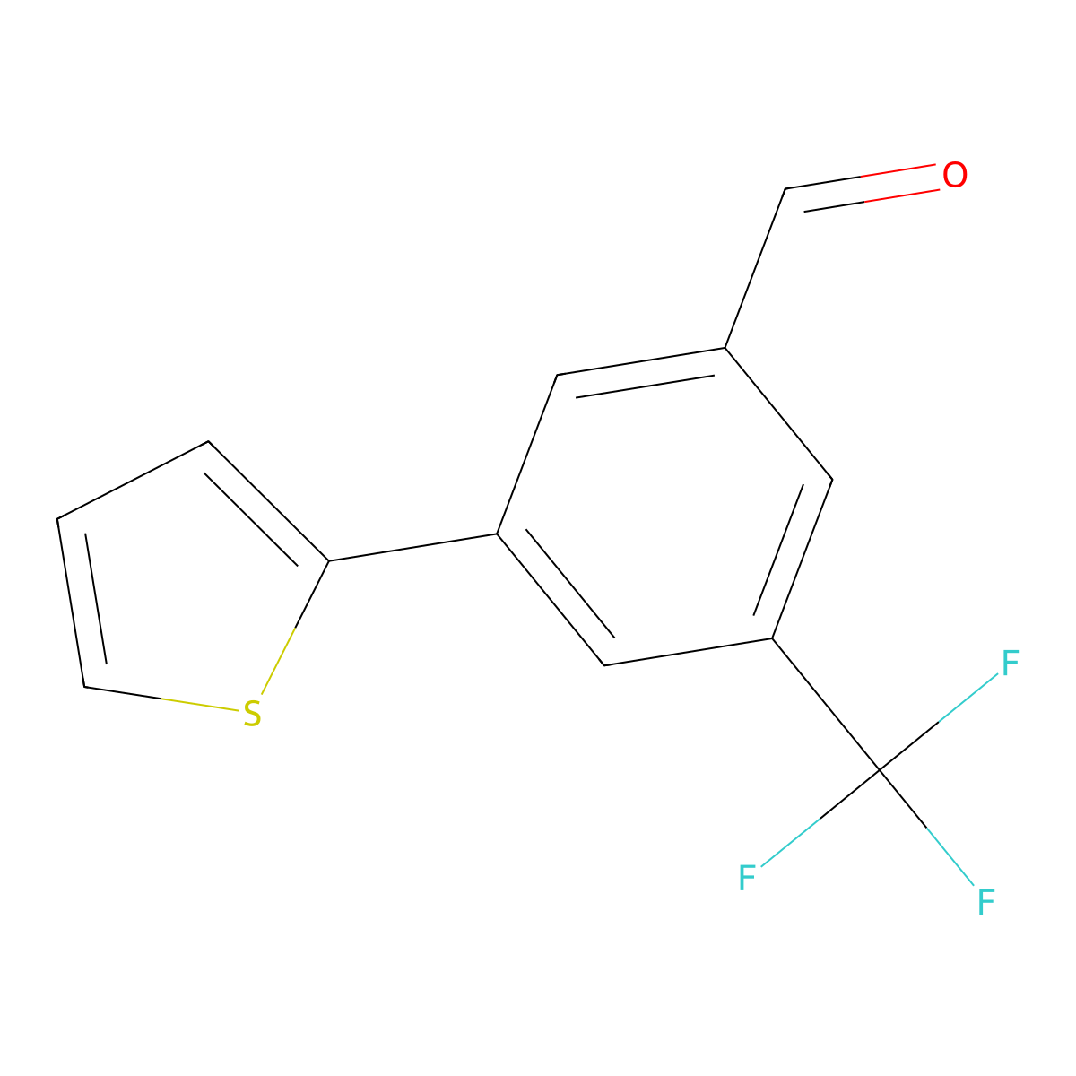 3-Thiophen-2-yl-5-trifluoromethyl-benzaldehyde molecular structure, CAS 1645951-34-3