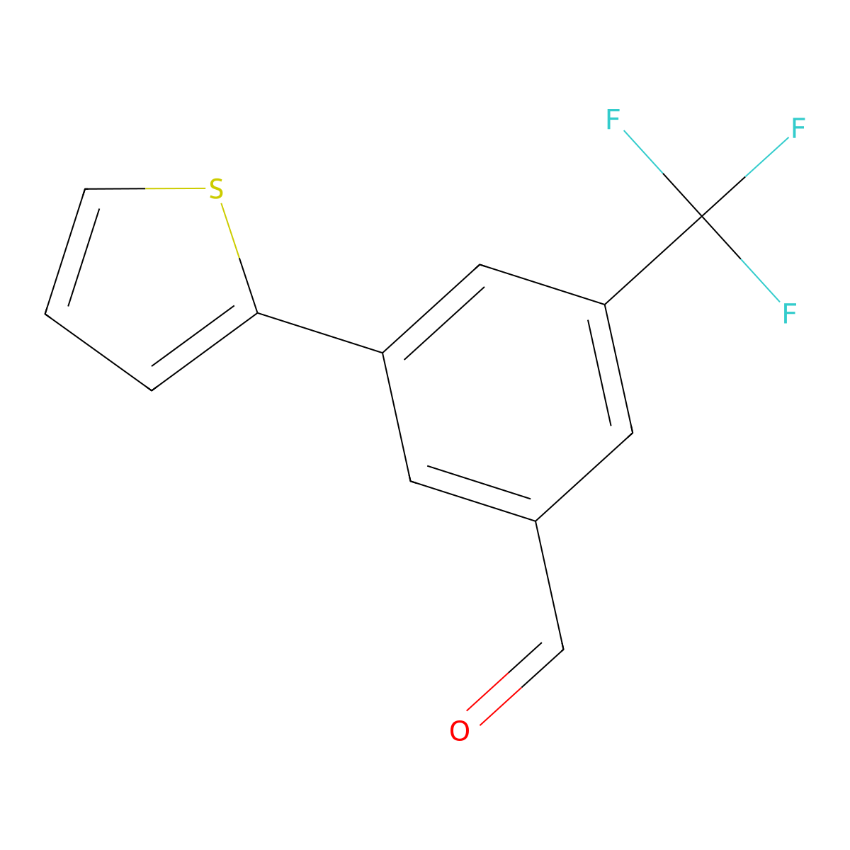 3-Thiophen-2-yl-5-trifluoromethyl-benzaldehyde molecular structure, CAS 1645951-34-3