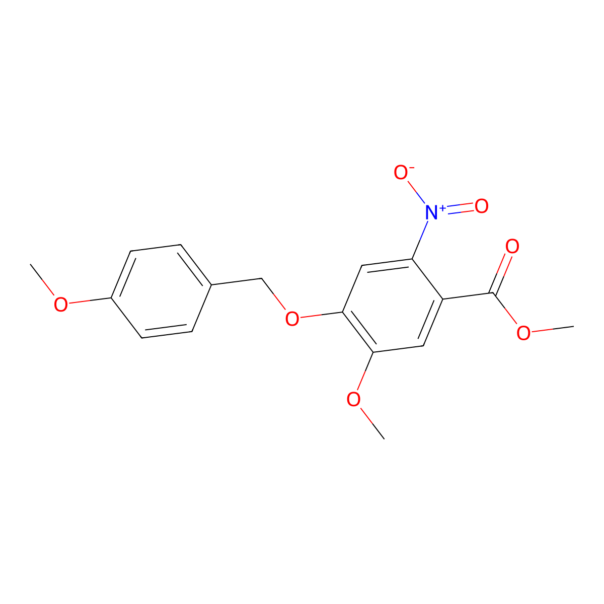 Methyl 5-methoxy-4-((4-methoxybenzyl)oxy)-2-nitrobenzoate molecular structure, CAS 1646152-47-7