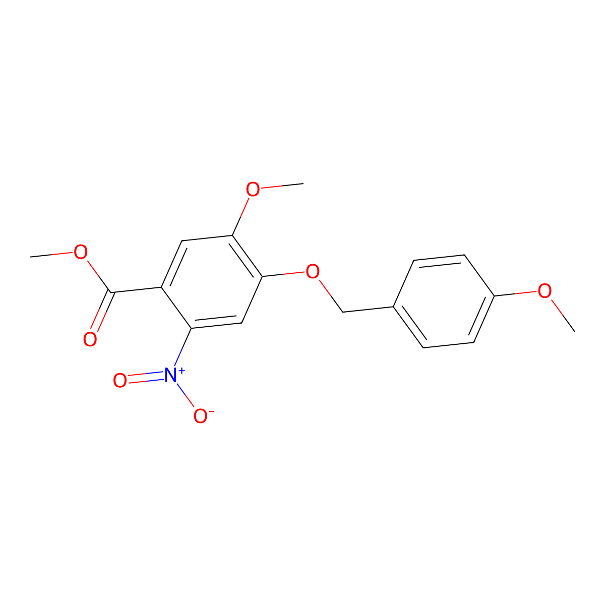 Methyl 5-methoxy-4-((4-methoxybenzyl)oxy)-2-nitrobenzoate molecular structure, CAS 1646152-47-7