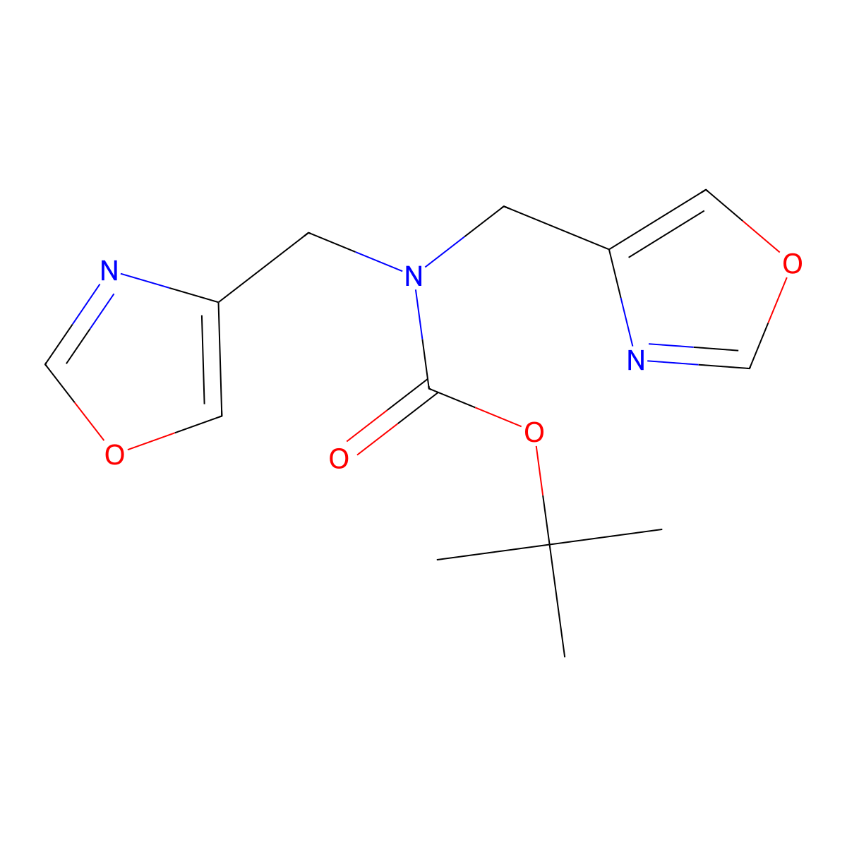 tert-Butyl bis(oxazol-4-ylmethyl)carbamate molecular structure, CAS 1646152-48-8
