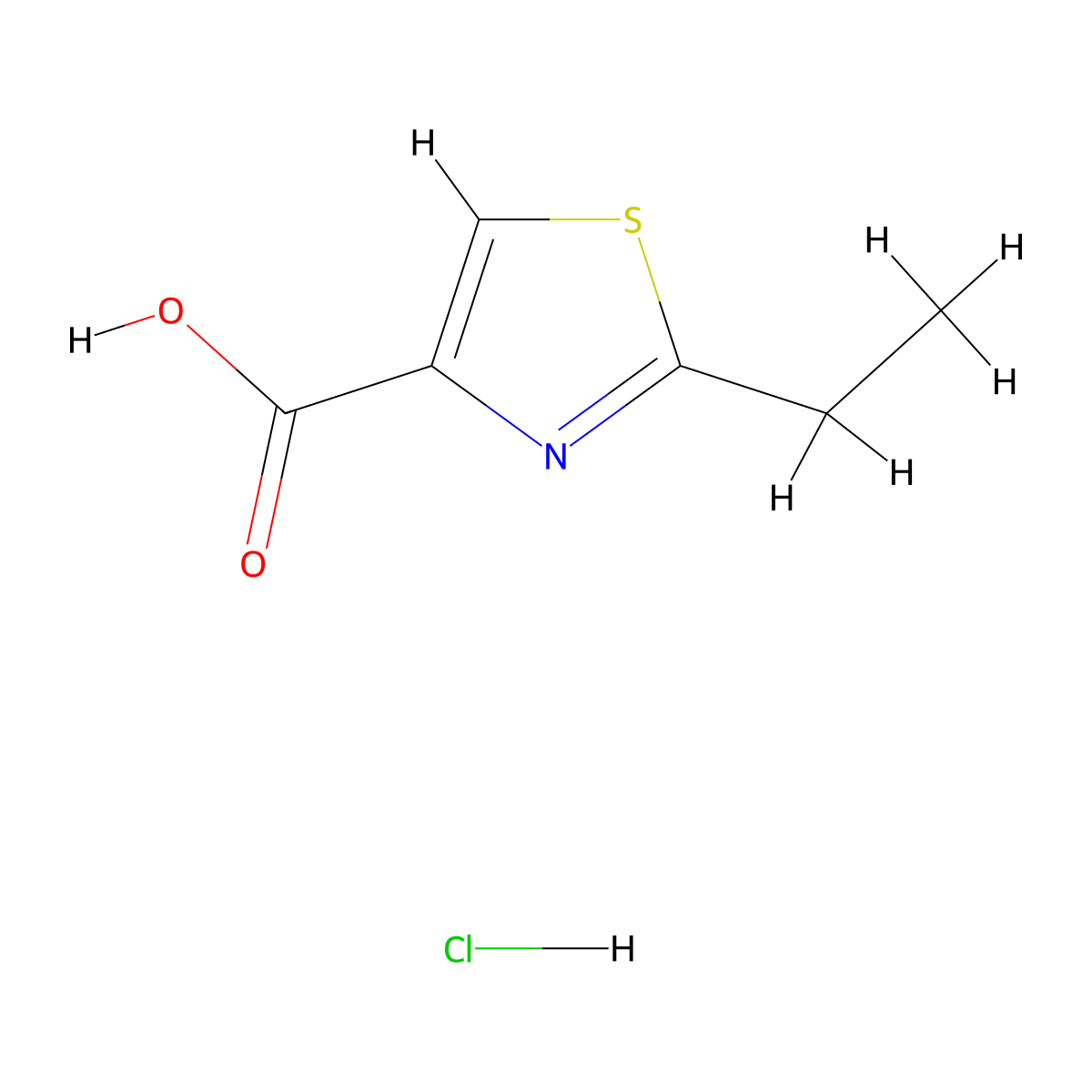 2-Ethylthiazole-4-carboxylic acid hydrochloride molecular structure, CAS 1646152-52-4