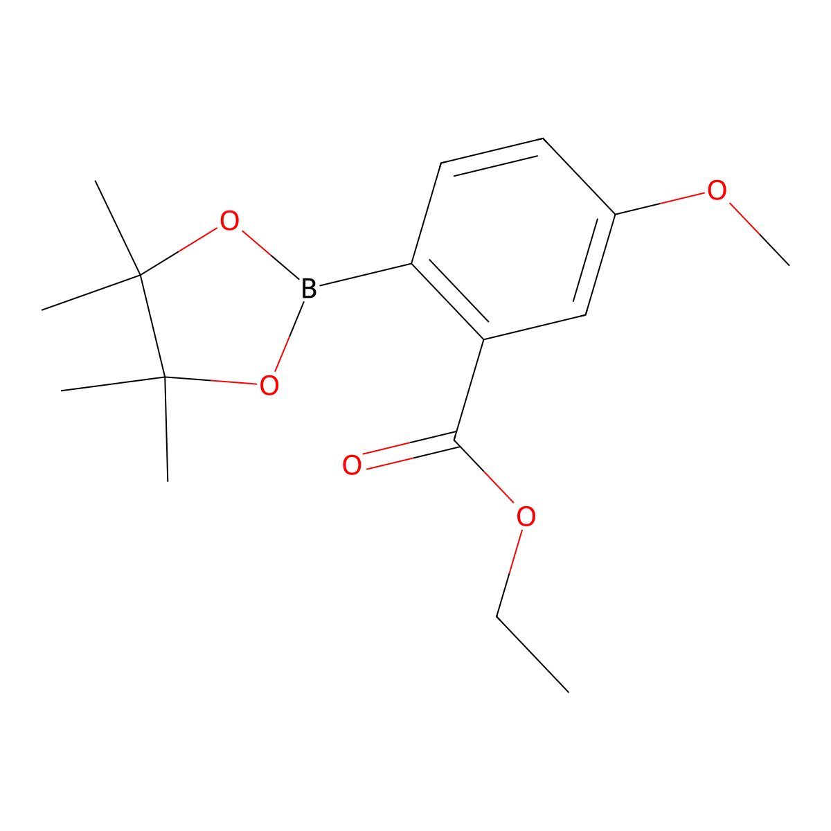 Ethyl 5-methoxy-2-(4,4,5,5-tetramethyl-1,3,2-dioxaborolan-2-yl)benzoate molecular structure, CAS 1646166-24-6