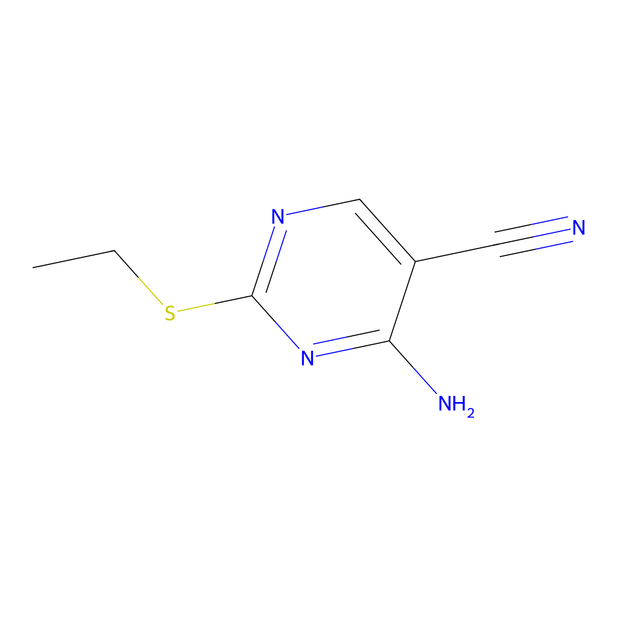 4-Amino-2-(ethylthio)-5-pyrimidinecarbonitrile molecular structure, CAS 16462-29-6