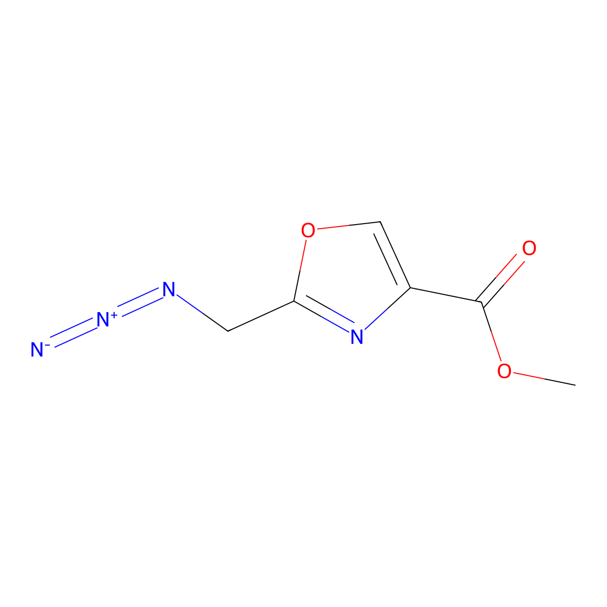 Methyl 2-(azidomethyl)-1,3-oxazole-4-carboxylate molecular structure, CAS 1646202-22-3