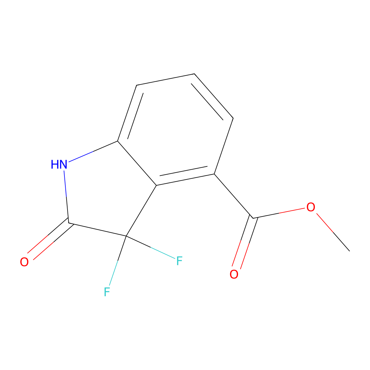 methyl 3,3-difluoro-2-oxo-2,3-dihydro-1H-indole-4-carboxylate molecular structure, CAS 1646287-74-2