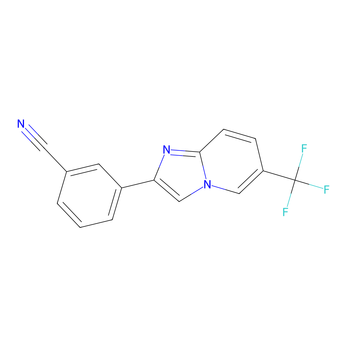 3-[6-(Trifluoromethyl)imidazo[1,2-a]pyridin-2-yl]benzonitrile molecular structure, CAS 1646310-24-8
