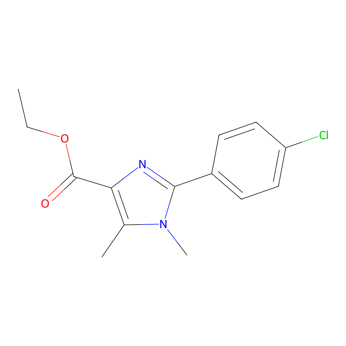 2-(4-chlorophenyl)-1,5-dimethyl-1H-imidazole-4-carboxylic acid ethyl ester molecular structure, CAS 1646312-05-1