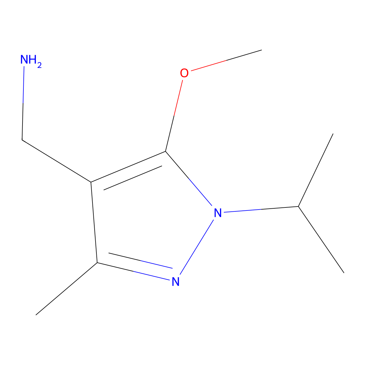 (1-Isopropyl-5-methoxy-3-methyl-1H-pyrazol-4-yl)methanamine molecular structure, CAS 1646364-50-2