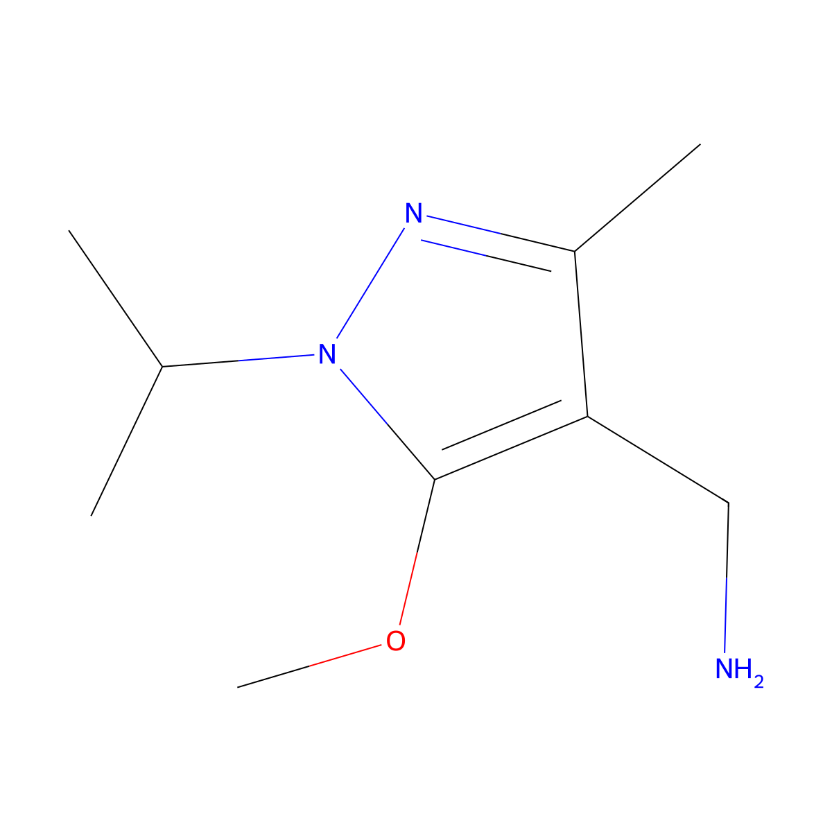 (1-Isopropyl-5-methoxy-3-methyl-1H-pyrazol-4-yl)methanamine molecular structure, CAS 1646364-50-2